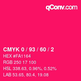 カラーコード: CMYK 0 / 93 / 60 / 2 | qconv.com