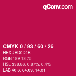 Color code: CMYK 0 / 93 / 60 / 26 | qconv.com