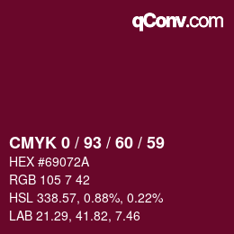 カラーコード: CMYK 0 / 93 / 60 / 59 | qconv.com