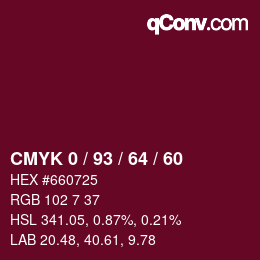 Color code: CMYK 0 / 93 / 64 / 60 | qconv.com