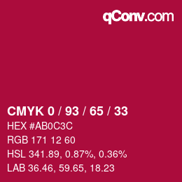 颜色代码: CMYK 0 / 93 / 65 / 33 | qconv.com