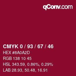 Color code: CMYK 0 / 93 / 67 / 46 | qconv.com