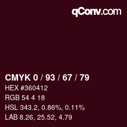 Color code: CMYK 0 / 93 / 67 / 79 | qconv.com