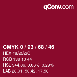 Color code: CMYK 0 / 93 / 68 / 46 | qconv.com