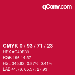 Color code: CMYK 0 / 93 / 71 / 23 | qconv.com