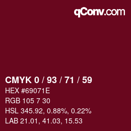 カラーコード: CMYK 0 / 93 / 71 / 59 | qconv.com