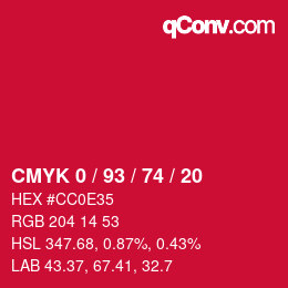 Color code: CMYK 0 / 93 / 74 / 20 | qconv.com