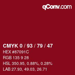 Color code: CMYK 0 / 93 / 79 / 47 | qconv.com