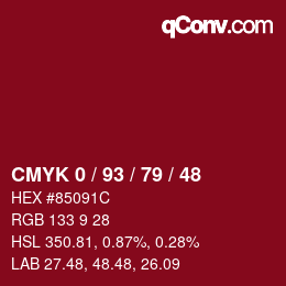 Color code: CMYK 0 / 93 / 79 / 48 | qconv.com