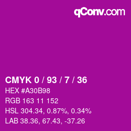 Color code: CMYK 0 / 93 / 7 / 36 | qconv.com
