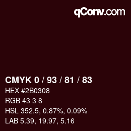 Color code: CMYK 0 / 93 / 81 / 83 | qconv.com