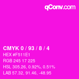颜色代码: CMYK 0 / 93 / 8 / 4 | qconv.com