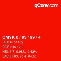Color code: CMYK 0 / 93 / 99 / 4 | qconv.com