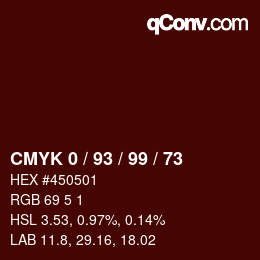 カラーコード: CMYK 0 / 93 / 99 / 73 | qconv.com