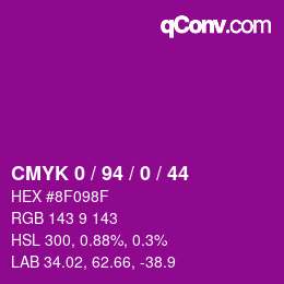 Code couleur: CMYK 0 / 94 / 0 / 44 | qconv.com