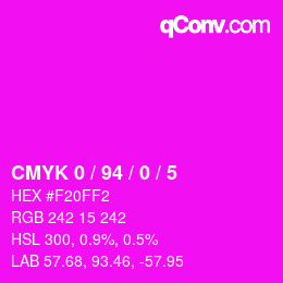 カラーコード: CMYK 0 / 94 / 0 / 5 | qconv.com