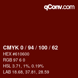 Color code: CMYK 0 / 94 / 100 / 62 | qconv.com
