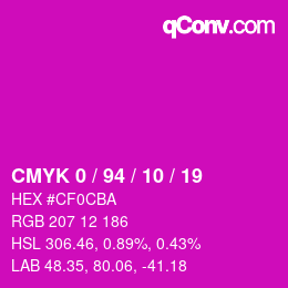 Color code: CMYK 0 / 94 / 10 / 19 | qconv.com