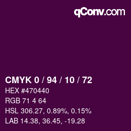 カラーコード: CMYK 0 / 94 / 10 / 72 | qconv.com