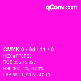 颜色代码: CMYK 0 / 94 / 11 / 0 | qconv.com