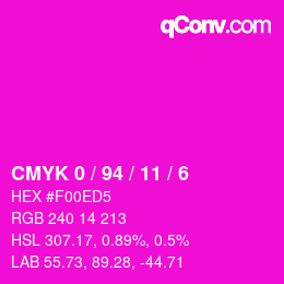 カラーコード: CMYK 0 / 94 / 11 / 6 | qconv.com