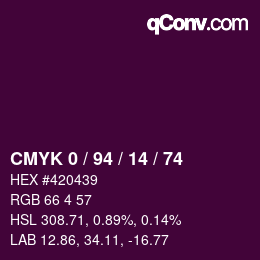 カラーコード: CMYK 0 / 94 / 14 / 74 | qconv.com