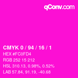 カラーコード: CMYK 0 / 94 / 16 / 1 | qconv.com