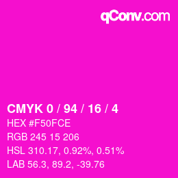 カラーコード: CMYK 0 / 94 / 16 / 4 | qconv.com
