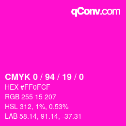 カラーコード: CMYK 0 / 94 / 19 / 0 | qconv.com