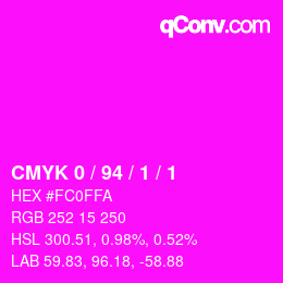 カラーコード: CMYK 0 / 94 / 1 / 1 | qconv.com