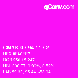カラーコード: CMYK 0 / 94 / 1 / 2 | qconv.com