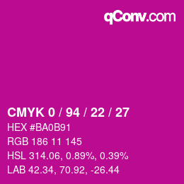 Color code: CMYK 0 / 94 / 22 / 27 | qconv.com