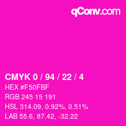 Farbcode: CMYK 0 / 94 / 22 / 4 | qconv.com
