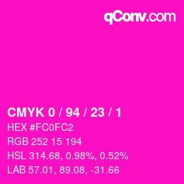 カラーコード: CMYK 0 / 94 / 23 / 1 | qconv.com