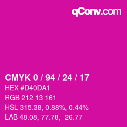 Color code: CMYK 0 / 94 / 24 / 17 | qconv.com