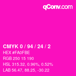 颜色代码: CMYK 0 / 94 / 24 / 2 | qconv.com