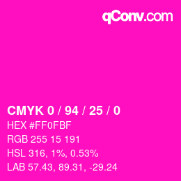 カラーコード: CMYK 0 / 94 / 25 / 0 | qconv.com