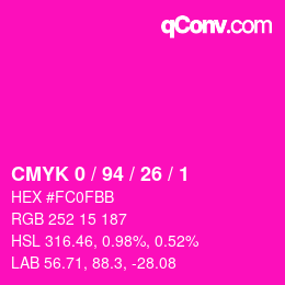 カラーコード: CMYK 0 / 94 / 26 / 1 | qconv.com