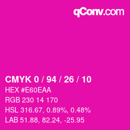 カラーコード: CMYK 0 / 94 / 26 / 10 | qconv.com