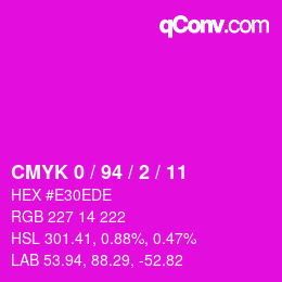 カラーコード: CMYK 0 / 94 / 2 / 11 | qconv.com