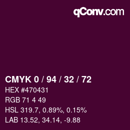 Color code: CMYK 0 / 94 / 32 / 72 | qconv.com
