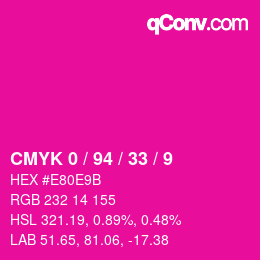 カラーコード: CMYK 0 / 94 / 33 / 9 | qconv.com