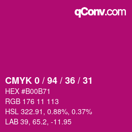 Color code: CMYK 0 / 94 / 36 / 31 | qconv.com