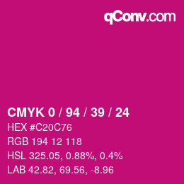 カラーコード: CMYK 0 / 94 / 39 / 24 | qconv.com