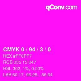 颜色代码: CMYK 0 / 94 / 3 / 0 | qconv.com