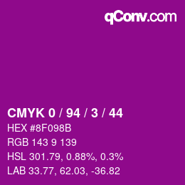 Farbcode: CMYK 0 / 94 / 3 / 44 | qconv.com