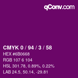 カラーコード: CMYK 0 / 94 / 3 / 58 | qconv.com