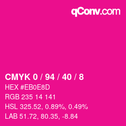 カラーコード: CMYK 0 / 94 / 40 / 8 | qconv.com