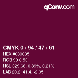 Color code: CMYK 0 / 94 / 47 / 61 | qconv.com