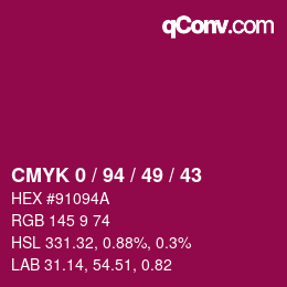颜色代码: CMYK 0 / 94 / 49 / 43 | qconv.com
